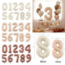 30" 40" Caramel Cream Colour Number Balloon Kid Happy Birthday Party Baby Decor