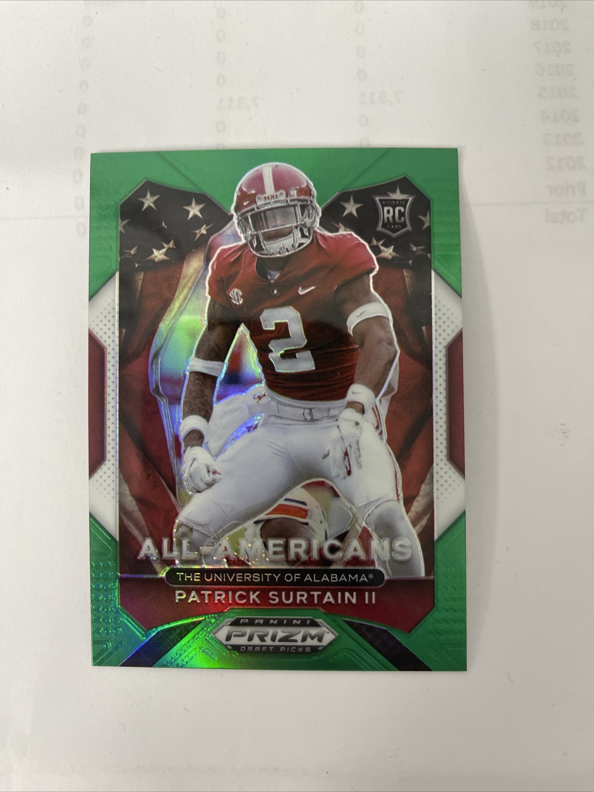 Patrick Surtain 2021 Panini Prizm Draft Picks #199 - All-Americans Green