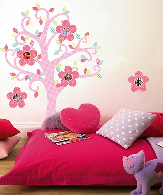 FLOWERS Wall Decals PINK Black Room Decor Stickers Decorations Polka Dot 99753