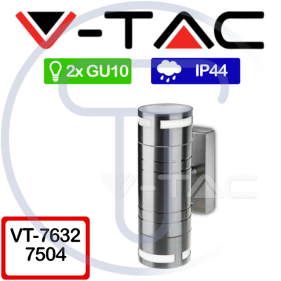 V-TAC VT-7632 7504 Round LED wall mount 2 GU10 Colour Grey IP44