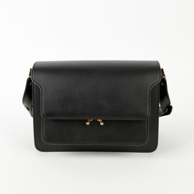 トートバッグ MARNI Black Leather Shoulder Bag Black crocodile print leather medium Trunkaroo handbag | Marni