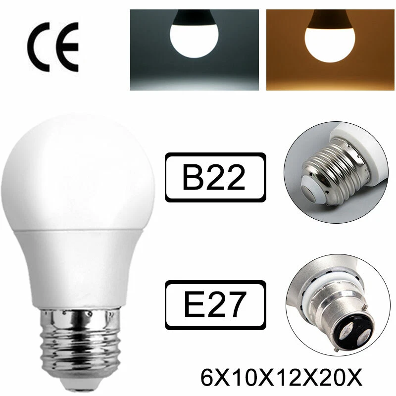 LED Bulb E27 B22 Globe Lamp Bayonet Screw 3500K 6500K Cool Warm White