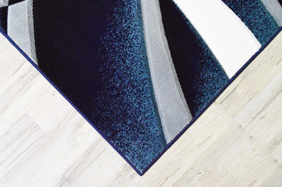 Premium Carved Modern Contemporary Abstract Rug 2305 Navy Blue 2'7''x4' - Image 2 of 4