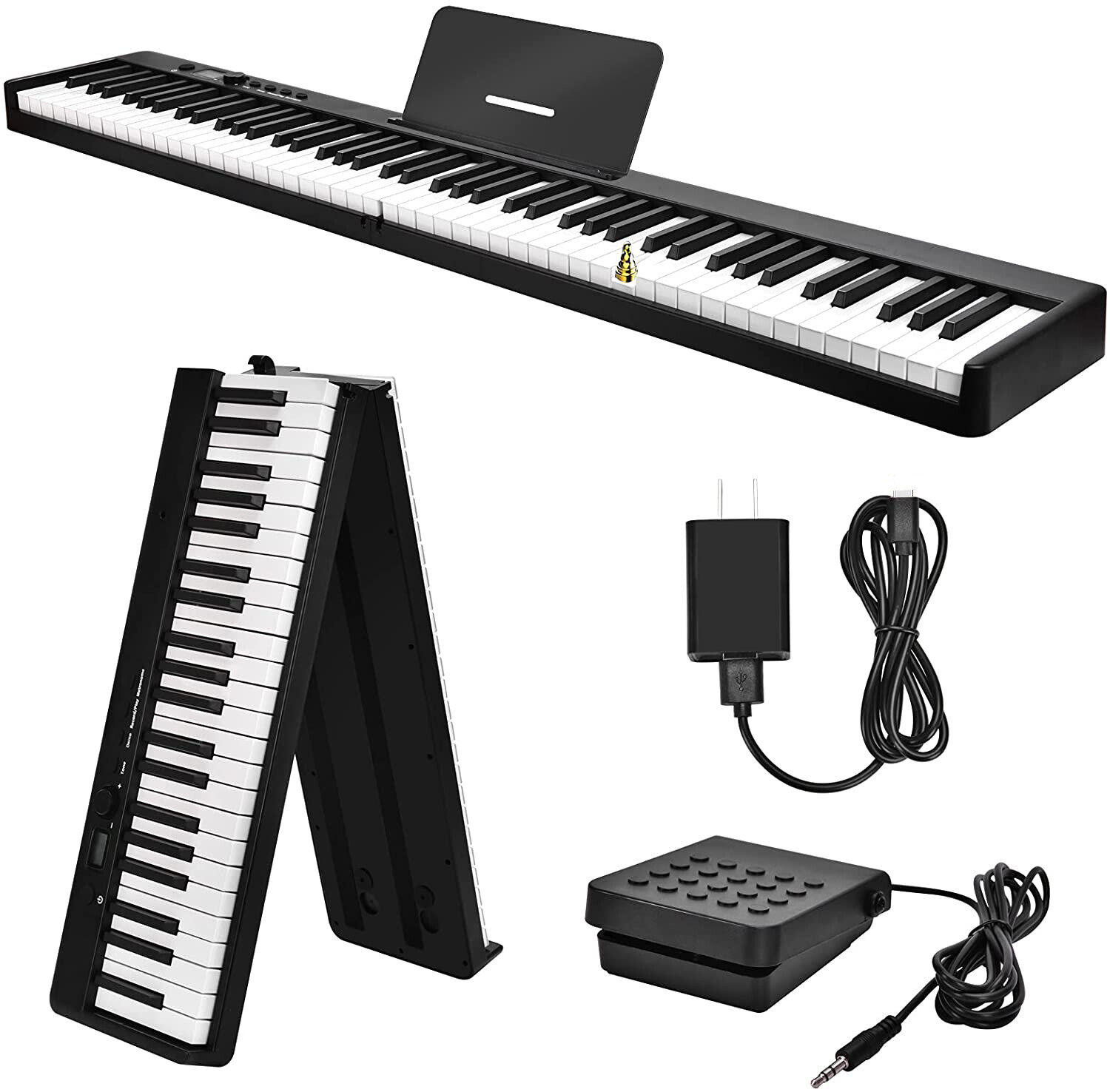88/61 Key Electric Digital Piano Keyboard Weighted Key w/Pedal,Power Supply,Bag