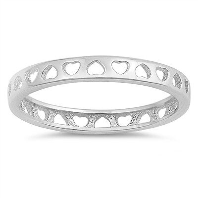 .925 Sterling Silver Stackable Eternity Bead Ball Band Ring Sizes 2-10 NEW 