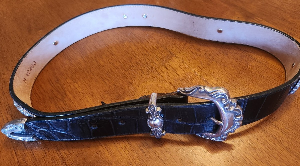 Vintage Brighton Black Concho Style Belt 29-31 in M-42203 | eBay display picture 1