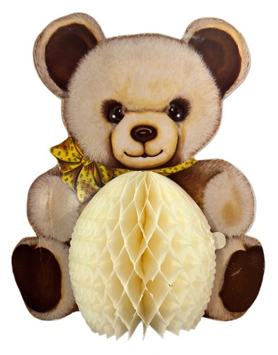 VTG 1982 Beistle Co USA Teddy Bear Die Cut Party Decor Honeycomb Baby Shower - Picture 3 of 4