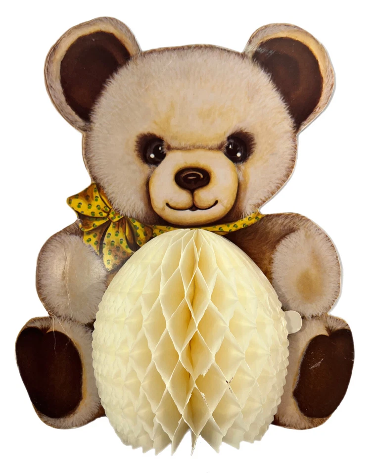 复古 1982 Beistle Co 美国泰迪熊模切派对装饰蜂窝婴儿淋浴 — 第 3/4 张图片