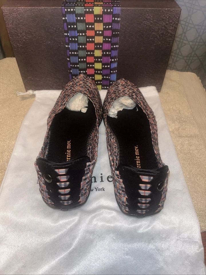 Bernie Mev Mujer Pasarela Negro Arco Iris Multi Tejido Pisos Talla EU 41 US 10.5 NUEVO Foto 4 de 4