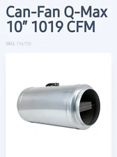 USED: CAN-Fan Q-Max 10" Fan w/ 3 Speed - inline blower Muffler Silencer 