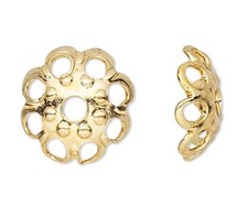 Bead Cap, 500 Gold Plated Brass 6x1mm Filigree Scalloped Flower to Fit 6-8mm