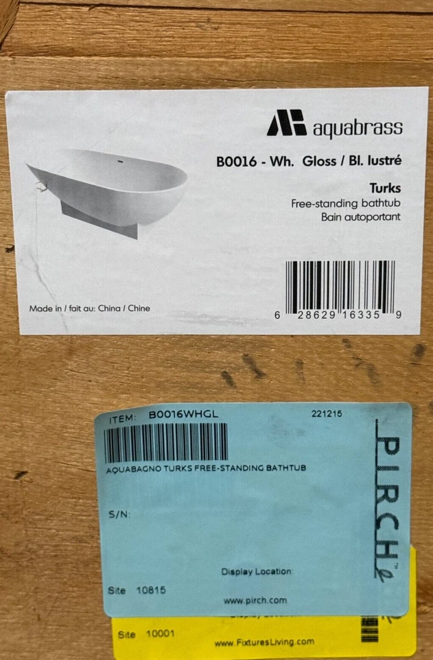 Aquabrass Aquabagno Turks B0016WHGL 71" Bañera Independiente con Drenaje Lineal Nueva Foto 4 de 4