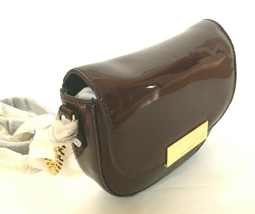 isaac mizrahi merlot red patent leather chain strap small handbag crossbody new - Picture 11 of 12