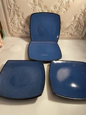Gibson SoHo Elite Salad Plates Euc Set Of 4 blue and black