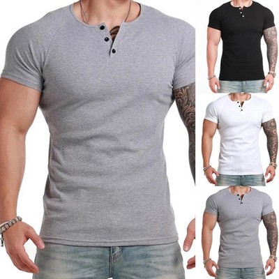 Herren Geripptes Kurzarm T-Shirt für Fitness Muskeltraining Base Layer