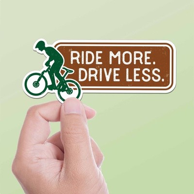 Ride More, Drive Less Mountain Bike Sticker - Cycling Decals for Water Bottle