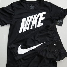 Nike Boys Size 6 Summer Dri-fit Shorts  T-Shirt Black  White Brand NEW