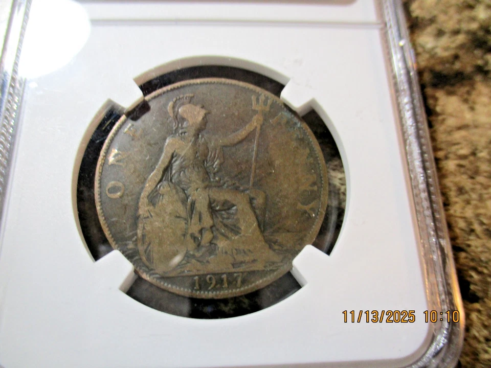 1917 G. BRITAIN PENNY NGC GENUINE KING GEORGE V.       127 - Image 2 of 2