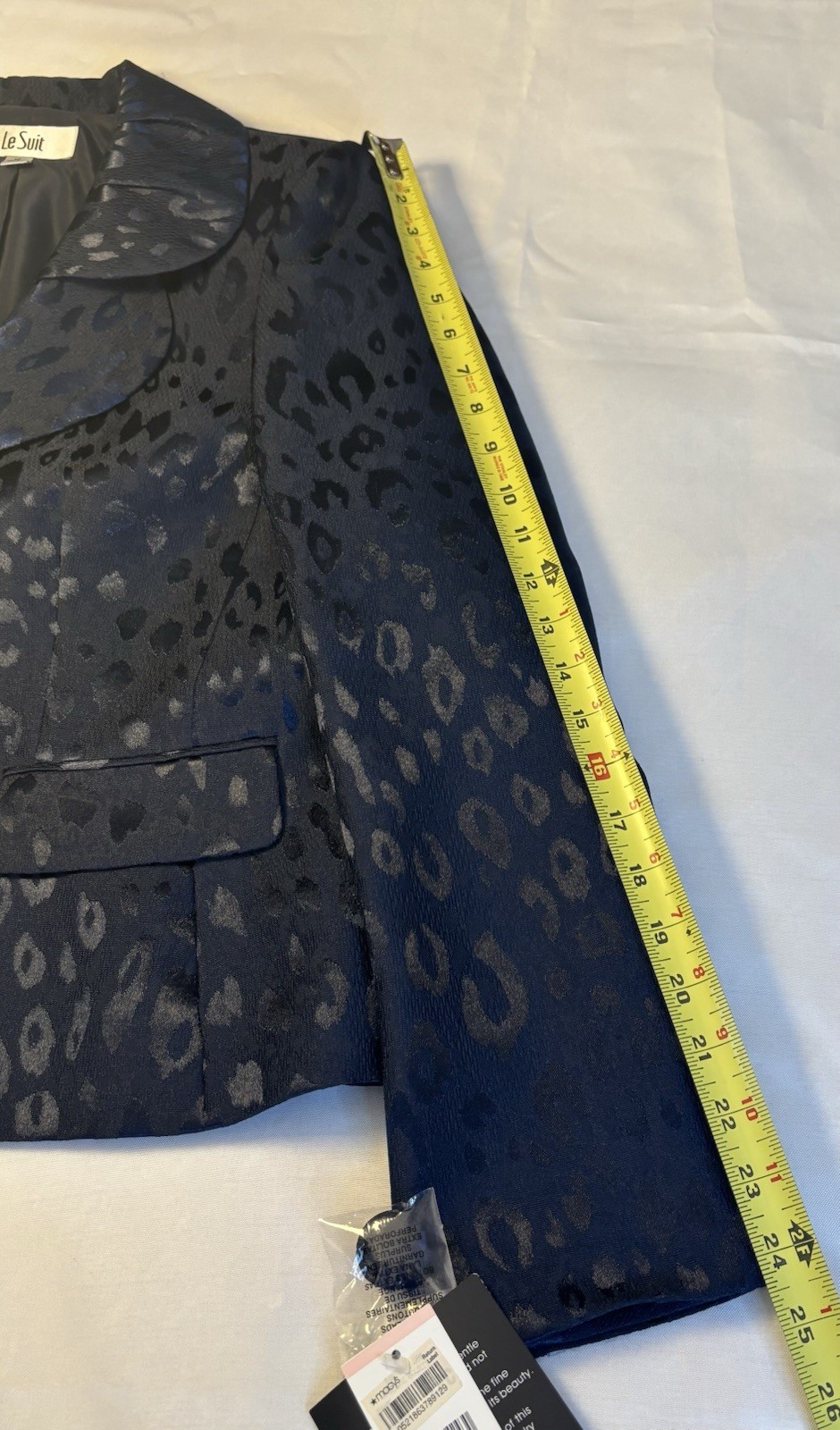 LE SUIT Majestic Courtyard Navy Blazer Skirt Set 10 Animal Print Office Business