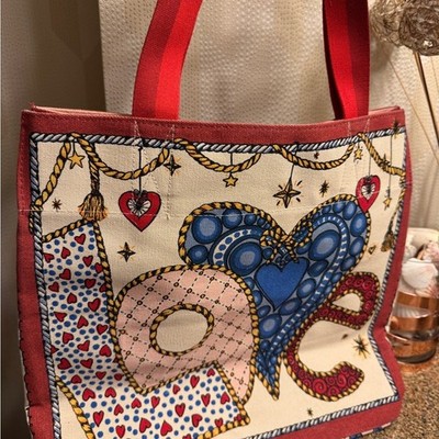 Brighton Colorful Heart Pattern Canvas Tote Bag New