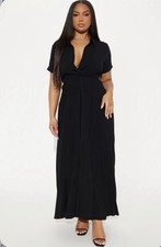 Black Collared Side Cutouts Maxi Dress Short Sleeve Plus Size 1X