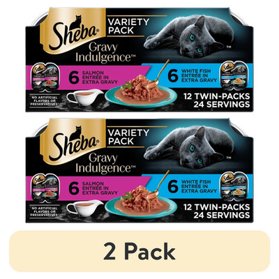 (2 pack) Sheba Gravy Indulgence Entree Extra Gravy Variety Pack Cat Food Twin-Pk