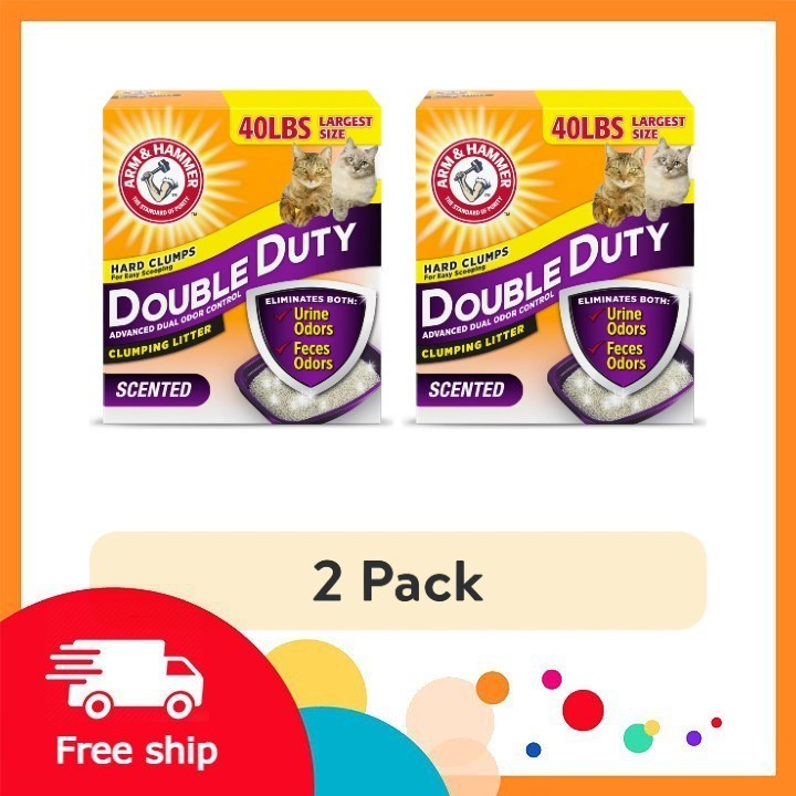 (2 pack) ARM & HAMMER Double Duty Cat Litter, Advanced Odor Control Clumping Cat