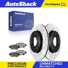 Front Drilled Slotted Brake Rotors Ceramic Pads for 2009-2014 Honda Fit