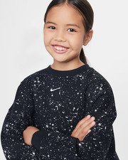 Nike Sportswear Club Fleece Girls Crew-Neck Sweatshirt Black Sparkle Large 14-16