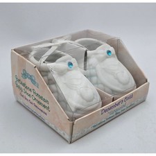 Precious Moments December Birthstone Turquoise Porcelain Baby Shoe Ornament 1999