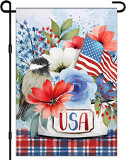 4Th of July Floral Garden Flags for outside 12 18 Inch Double Sided Welcome Flow