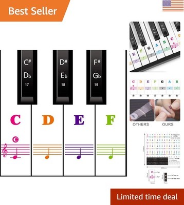 Effortless Piano Learning with Removable Key Stickers - Full-Color 88-Key Set