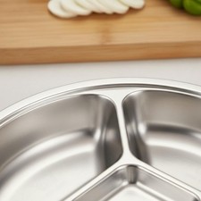 Piatto in Acciaio Inox 5 Scomparti Riutilizzabile per Preparazione Dei Cibi