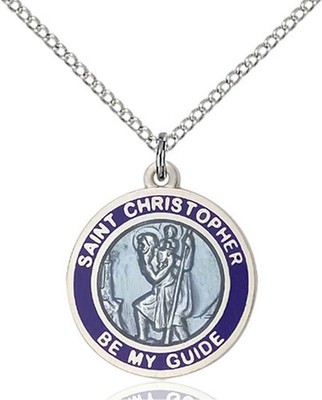 Sterling Silver St Christopher Classic Travelers Medal Pendant Necklace 18''Chain