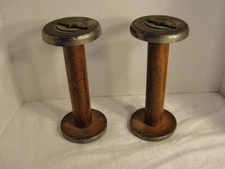 2 Antique Textile Yarn Commercial Wooden Spools Bobbin Vermont 9"