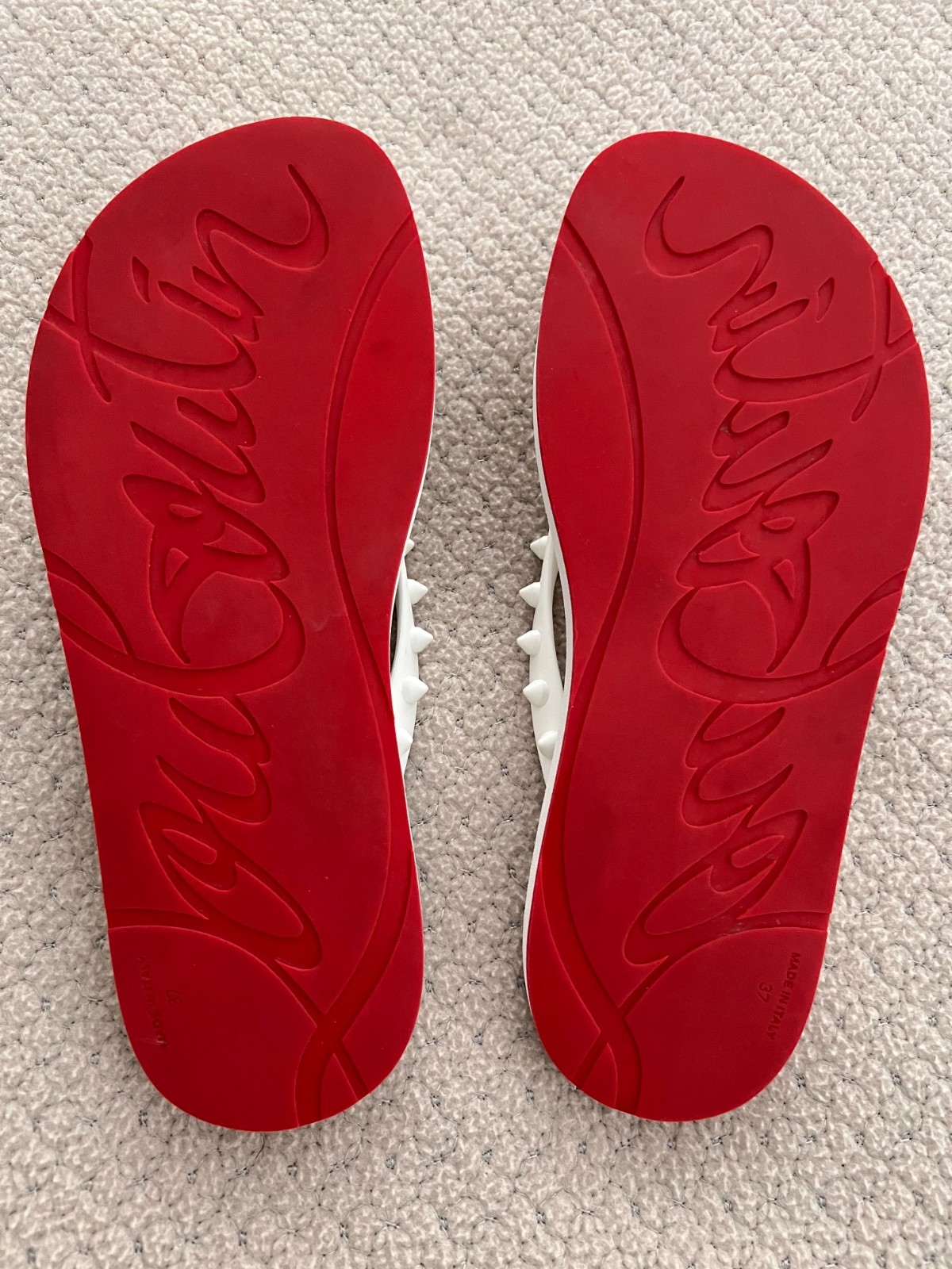 Christian Louboutin 100percent Authentic Donna Loubi Flip Flops Rubber Sandals 37 image 6