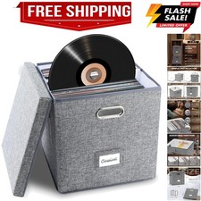 Sturdy Vinyl Record Storage Box - Album Storage Holds up 50 Single Record, L...