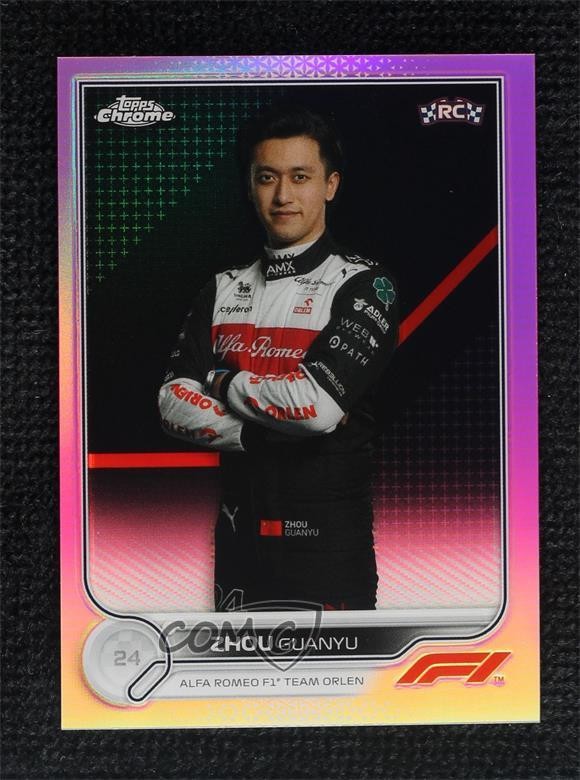 2022 Topps Chrome Formula 1 F1 Racers Pink Refractor 7/75 Zhou Guanyu #65 07o4
