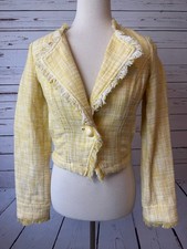 NWT Cabi Blazer Cropped Yellow Fringed size XS Extra Small 339 339 Tweed Jacket