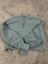GymShark Heavyweight LoopBack Cropped Pullover Light Blue Size Small Gym
