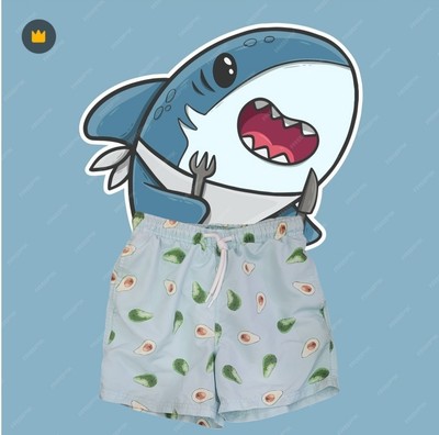 Primark Boys Advocado Print Theme Swim Trunks Size S