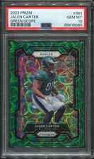 2023 Jalen Carter Rookie Card PSA 10 Panini Prizm Green Scope /75 #381 Eagles