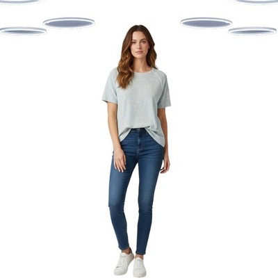 Ex Fat Face Damen Sweat Top Elfenbein Kurzarm Baumwolle (Größe 12)