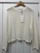 KAFFE Solar Cotton Blend Pullover Chalk/Cream Size Small BNWT Mid-weight