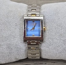 Vtg Citizen Women's Blue Square Dial Two-Toned Quartz 5930-S99051 Watch - Works