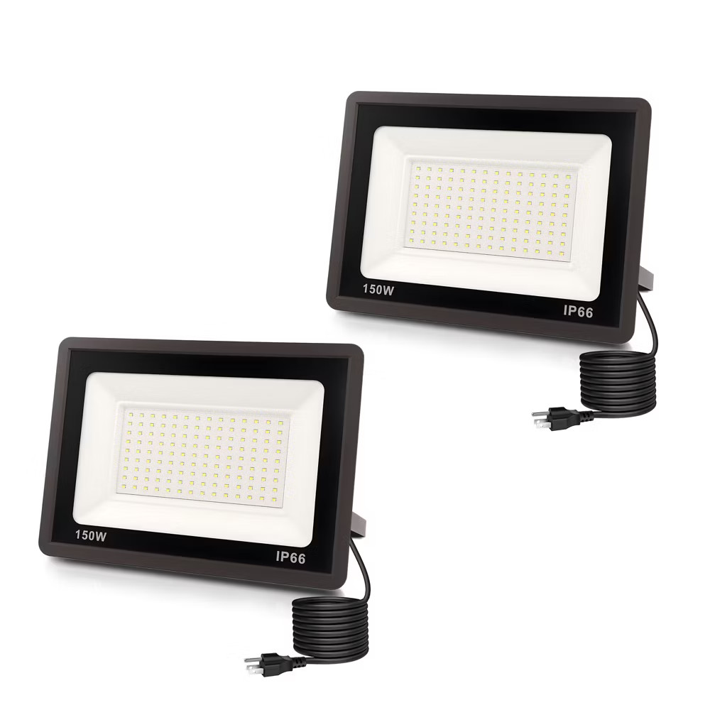 DORESshop 150W Black Plug-in Outdoor 3836 Lumen Integrated LED Flood Light with 14890₽