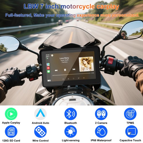 2026 Waterproof Motorcycle Carplay/Android Auto Navigation Dual 2K Dash Cam - Picture 2 of 9