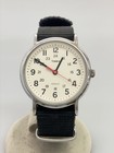 Timex Quartz Watch/Analog/Nylon/Cream/Black/Indiglo