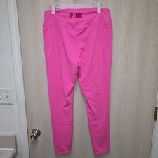 Pink By Victoria's Secret Electric Pink Logo Leggings With Pockets Size XLARGE