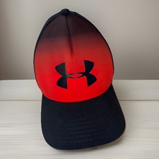 Under Armour Hat Cap Flex Fit Black Red Pre Owned Youth Small/Medium Fitted